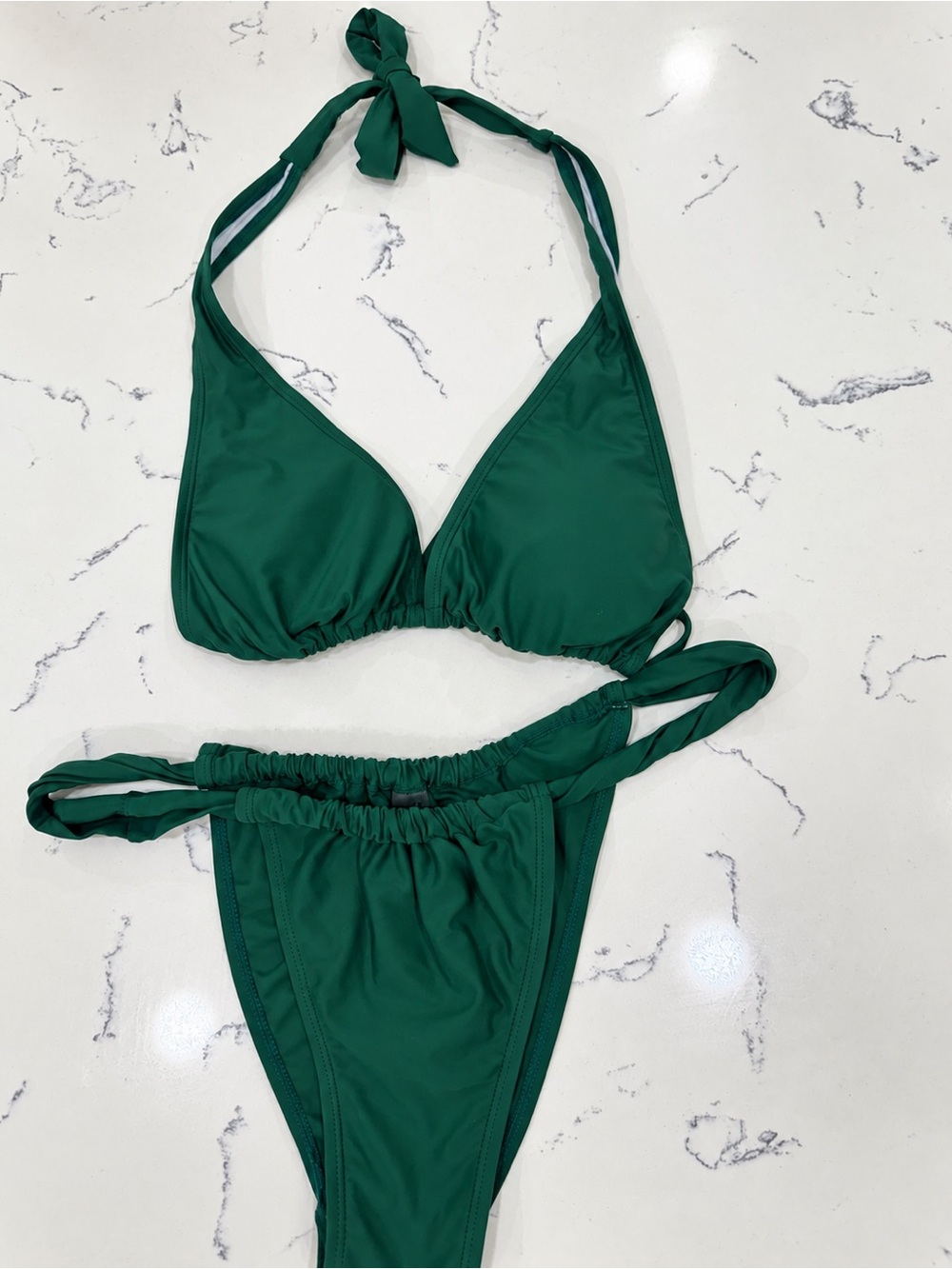 SHEIN Emerald Green Triangle Halter Bikini Set Size L